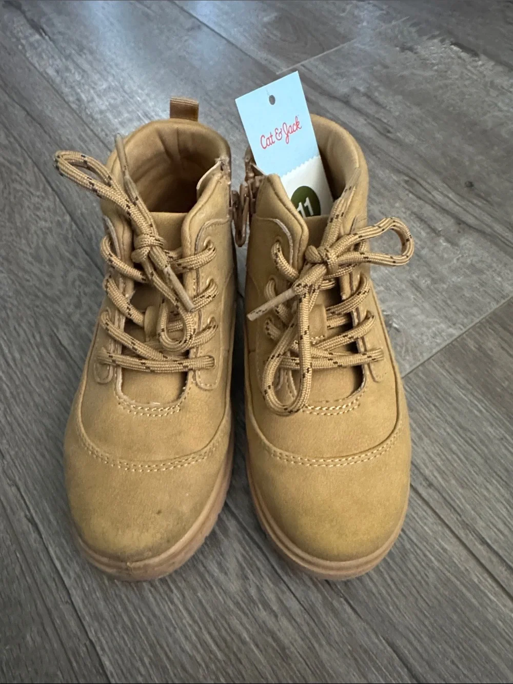 Cat & Jack Han / Cognac Kids Tan Lace-Up Boots